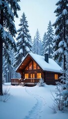 Secluded Cozy Cabin in Snowy Mountains Stunning Winter Views & Peaceful Retreat