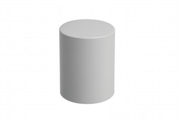 White 3d cylinder shape rendering with subtle lighting and transparent background for design projects
