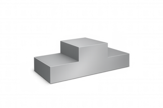Winner's podium, first place pedestal for awards, championships, success, competition, and victory on transparent background
