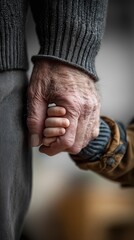 Fototapeta premium Mains âgées tenant la main d'un jeune enfant