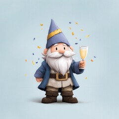 Celebrating with a cheerful gnome fantasy scene illustration whimsical atmosphere playful concept