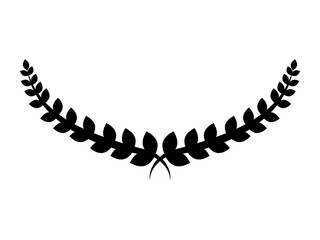 Olive Branch Silhouette Vector Icon, Laurel Wreath Symbol of Victory, Achievement, and Award Design