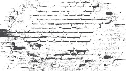Rough grunge brick wall vector background with distressed texture design. Aged brick wall texture with black and white grunge overlay effect. 