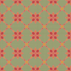Fototapeta premium A striking, seamless pixel pattern featuring traditional blurry lines and repeating geometric leaf motifs. This monochromatic design uses a stylish, vibrant palette of pink and green.