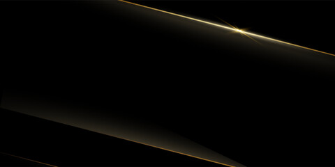 Vector abstract art with gold, wave line pattern, light shiny, texture on dark, black color background. Illustration luxury, modern graphic design for wallpaper, banner. Futuristic technology