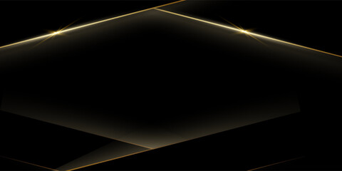 Vector abstract art with gold, wave line pattern, light shiny, texture on dark, black color background. Illustration luxury, modern graphic design for wallpaper, banner. Futuristic technology