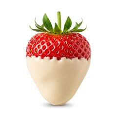Red strawberry dipped in white chocolate on white background 1