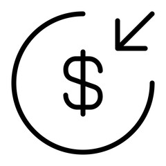 Vector art of dollar sign with arrow pointing down