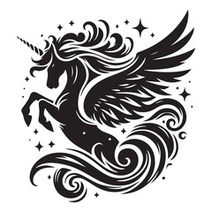 Unicorn silhouette vector set