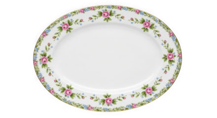 Vintage floral patterned plate isolated on transparent background
