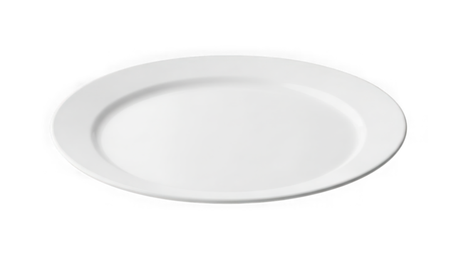 White ceramic dinner plate isolated on transparent background