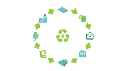 Paper and document recycling loop with symbol cycle