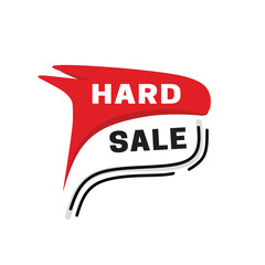Hard sale label art graphic banner isolated white background. Vector message colourful design for social banner or web.