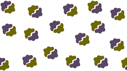 Minimalist Olive Green and Dark Purple Two-Tone Abstract Blob Shapes Pattern on White Background Vector Illustration