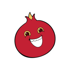 Pomegranate With Seeds Forming Wide Smile Illustration