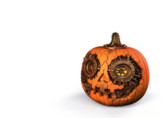Steampunk pumpkin on isolated background 3d-rendering