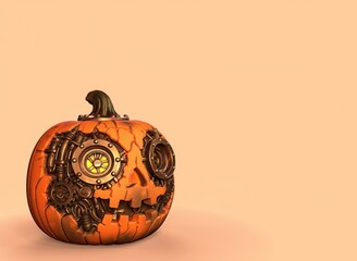 Steampunk pumpkin on isolated background 3d-rendering