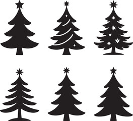 set of christmas trees