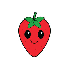 Heart Shaped Strawberry With Cute Smile Illustration