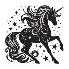 Unicorn silhouette vector set