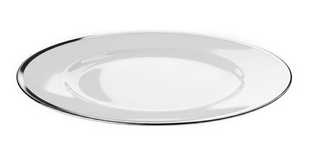 Simple white ceramic dinner plate isolated on transparent background