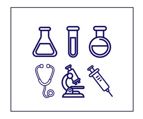Vector illustration of a set of laboratory tools such as spelt, microscope in a minimalist style