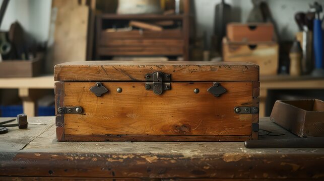 Discover a vintage wooden toolbox, showcasing craftsmanship and durability, perfect for artists, makers, and collectors seeking timeless appeal.