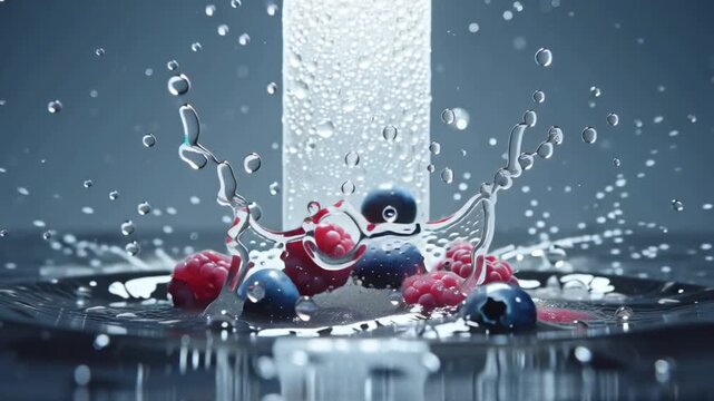 Berries Splash Fresh Fruit Water Healthy Eating Refreshment