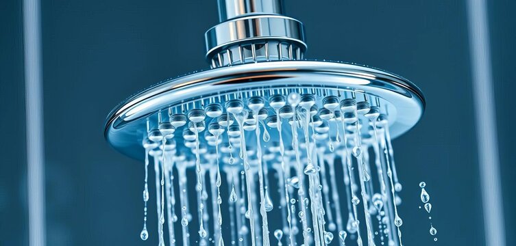 Modern chrome shower head with water droplets,  upgrade,  luxury