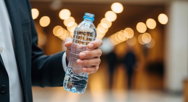 Businessman Holding a Bottle of Water plastic