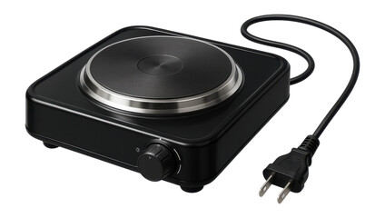 Fototapeta premium Portable electric stove with detachable cord, perfect for picnics and home gardens.