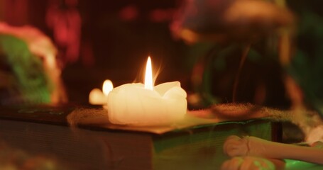 Glowing Halloween Candle with Spooky Atmosphere