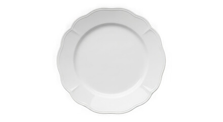 Elegant white oval serving platter with scalloped edge isolated on transparent background