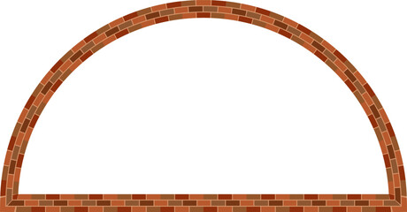 Semicircle frame Block Brick frame brickwork brown border picture frame vintage retro antique handcraft framework architecture decorative element isolated background 