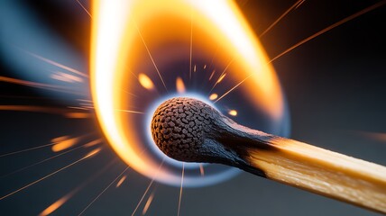 A match that is being lit, the match head is rough and resembles a brain.