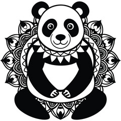 Bear standing on two legs, body filled with bold floral mandala