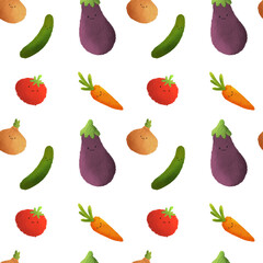 A PNG Seamless Veggies pattern digital illustration
