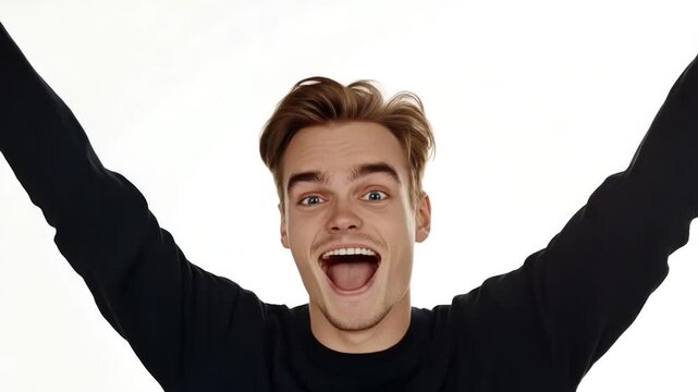 A person raising their hands in submission or surrender