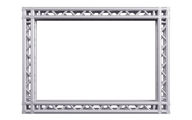 3d rendering of Rectangle frame construction assembled from aluminum truss on white isolated