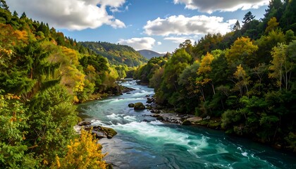 River winding through autumnal forest
