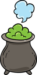illustration boiling cauldron with magic potion hand drawn outline concept