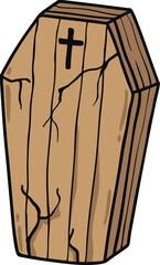 illustration halloween coffin hand drawn outline concept