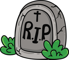 illustration halloween grave hand drawn outline concept