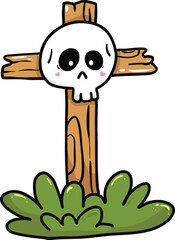 illustration halloween grave hand drawn outline concept