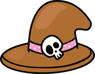 illustration halloween witch hat hand drawn outline concept