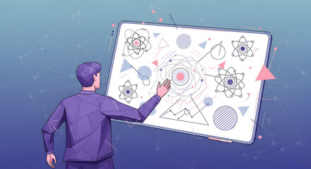 Innovative Brainstorming Session with Complex Diagram on Smart Whiteboard and Presenter