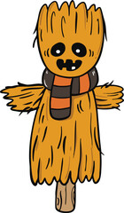 illustration halloween scary scarecrow hand drawn outline concept