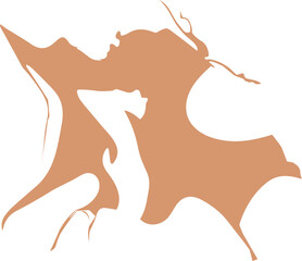 A minimalist abstract illustration depicts two faces merging in a fluid silhouette, symbolizing intimacy, emotion, and artistic unity through simple organic lines and warm tones.