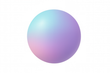 Floating pastel gradient sphere object on transparent background representing abstract and modern design
