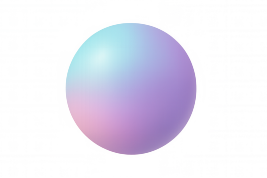 Floating pastel gradient sphere object on transparent background representing abstract and modern design